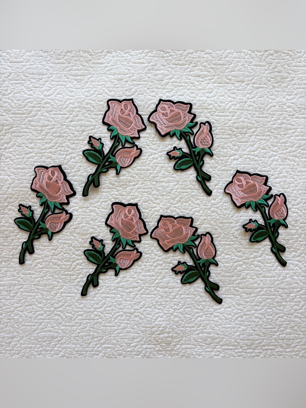 Iron on Embroidered Rose Patch x 6